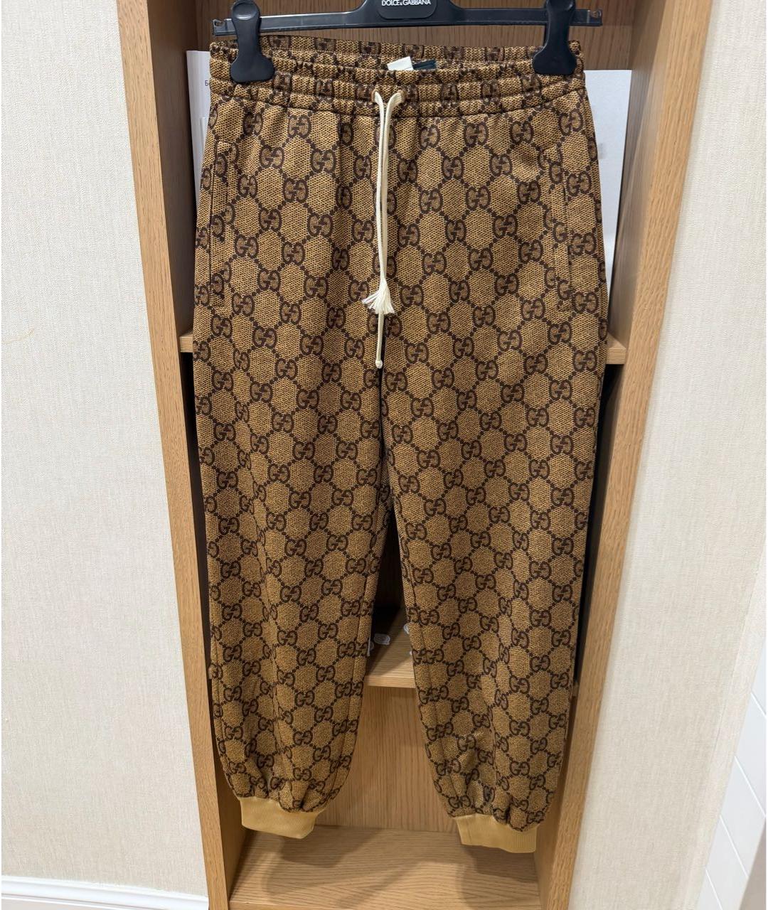GUCCI Коричневые вискозные спортивные брюки и шорты, фото 4