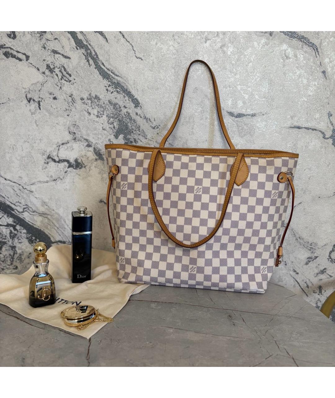 LOUIS VUITTON Белая кожаная сумка тоут, фото 3