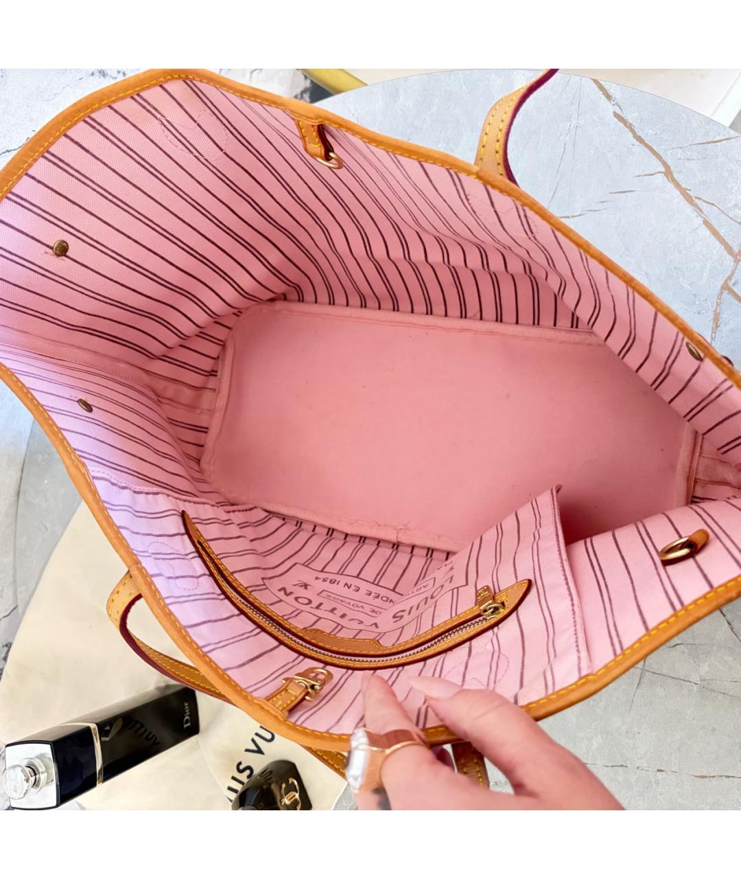 LOUIS VUITTON Розовая кожаная сумка тоут, фото 4