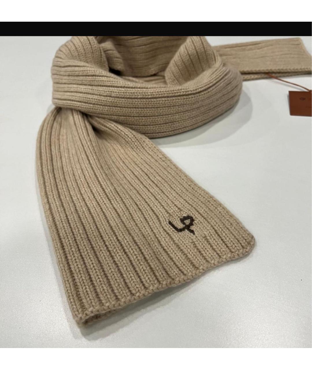 LORO PIANA Бежевый кашемировый шарф, фото 4