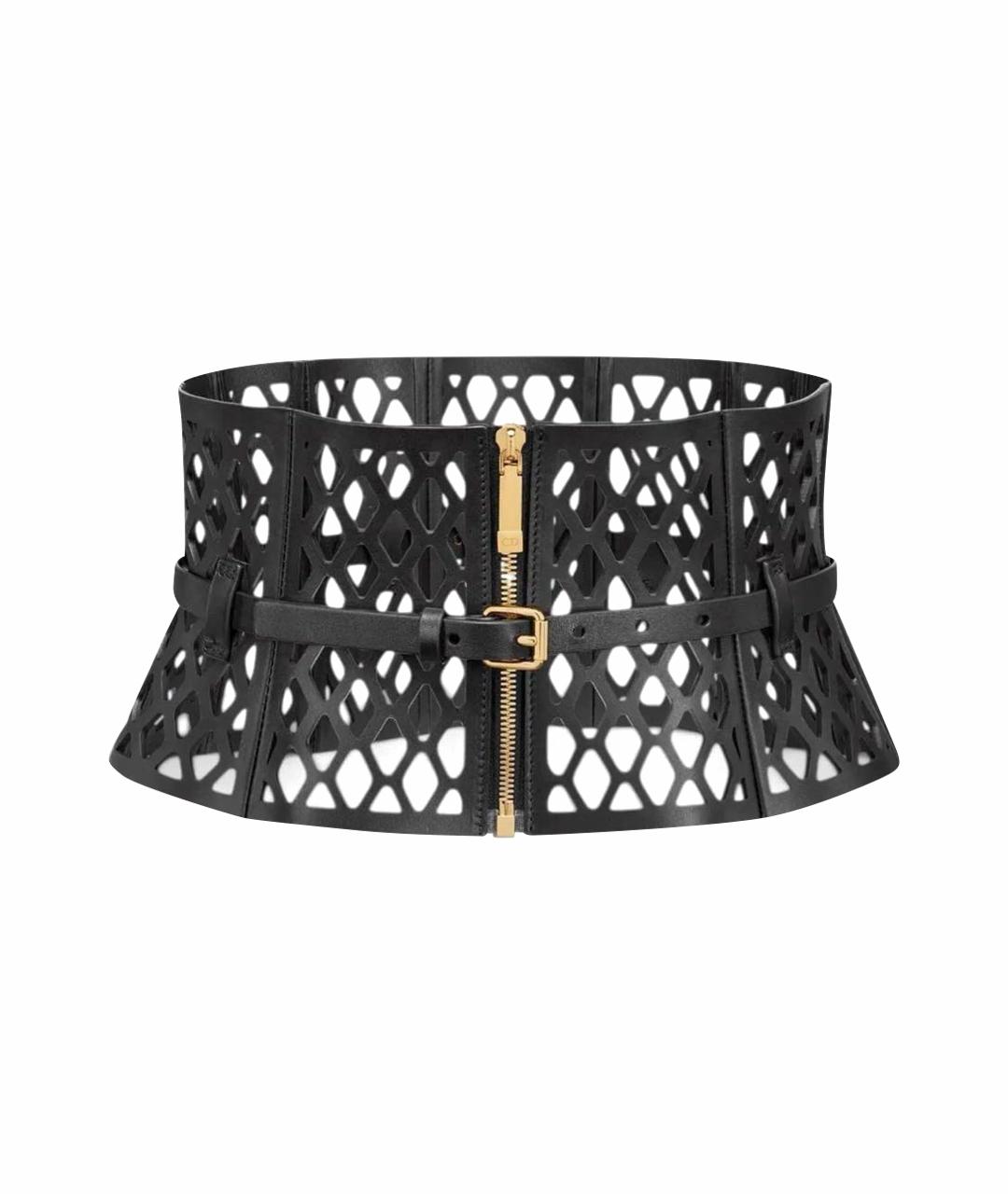 CHRISTIAN DIOR Черный кожаный ремень, фото 1