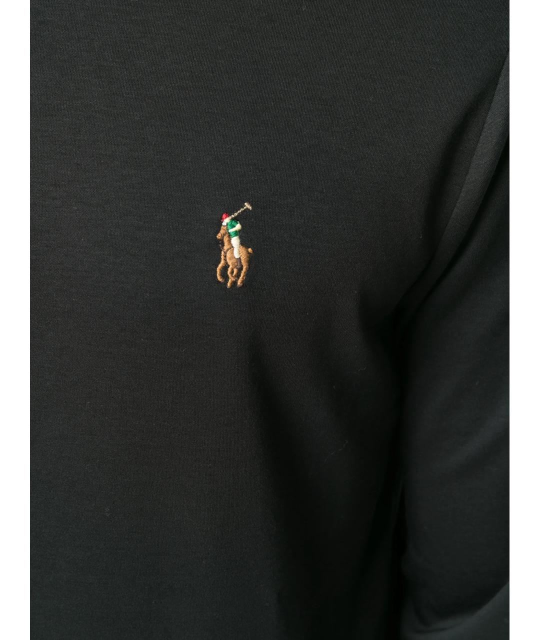POLO RALPH LAUREN Черное хлопковое поло с длинным рукавом, фото 2