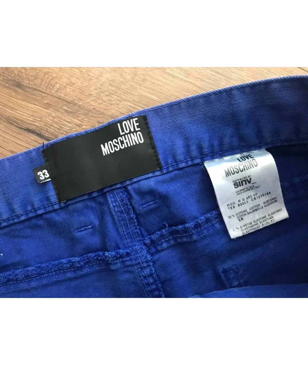 LOVE MOSCHINO Синие хлопко-эластановые джинсы скинни, фото 3
