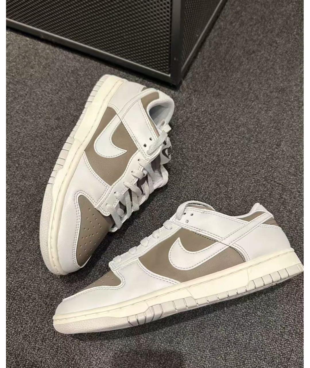 NIKE Коричневые кожаные низкие кроссовки / кеды, фото 7