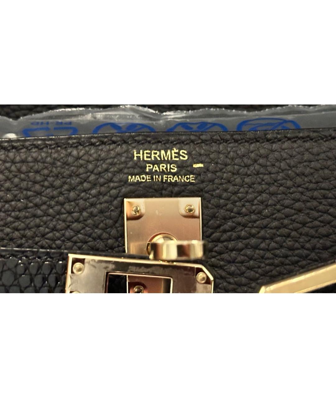 HERMES Черная кожаная сумка с короткими ручками, фото 8