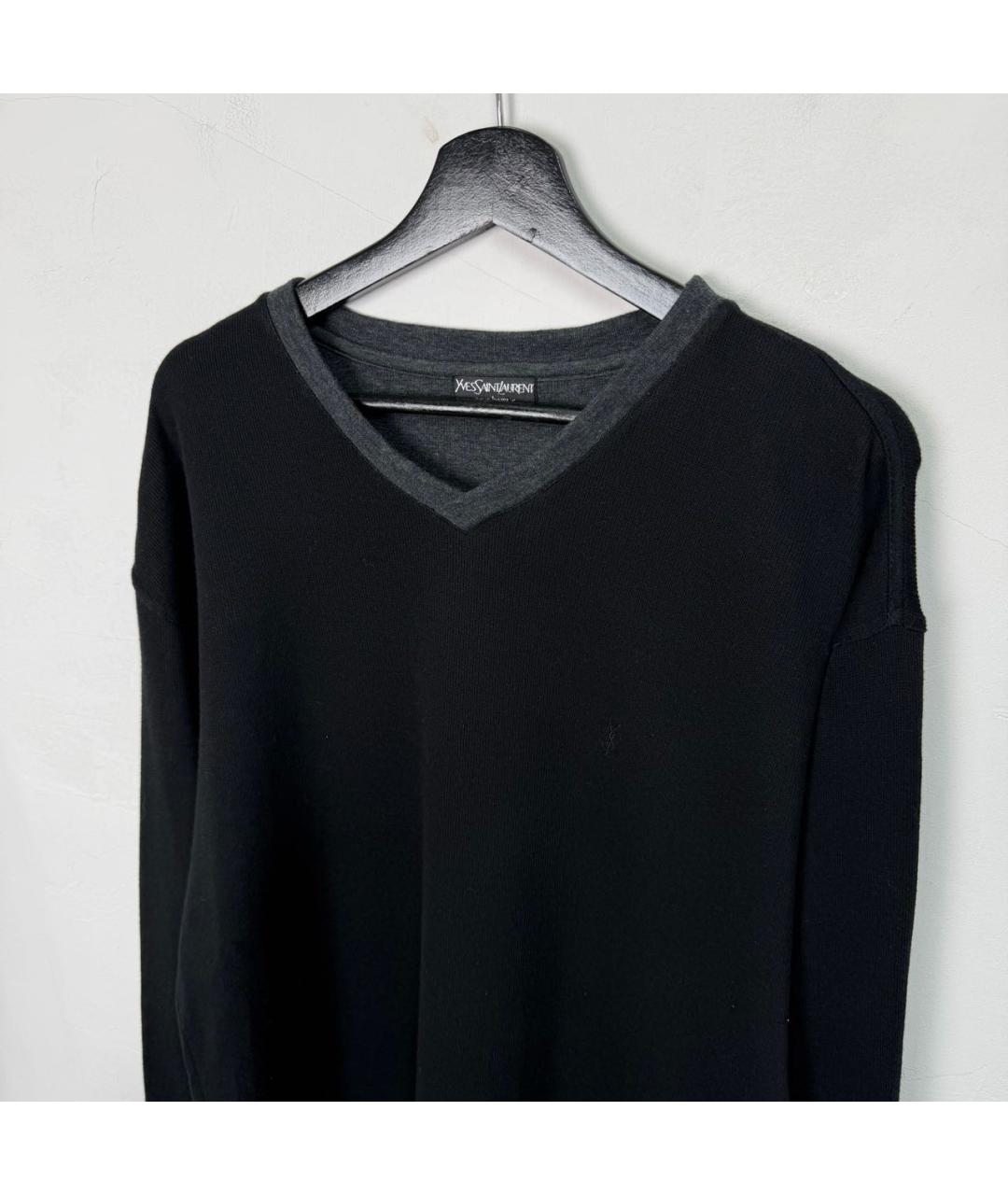 SAINT LAURENT Черный хлопковый джемпер / свитер, фото 2
