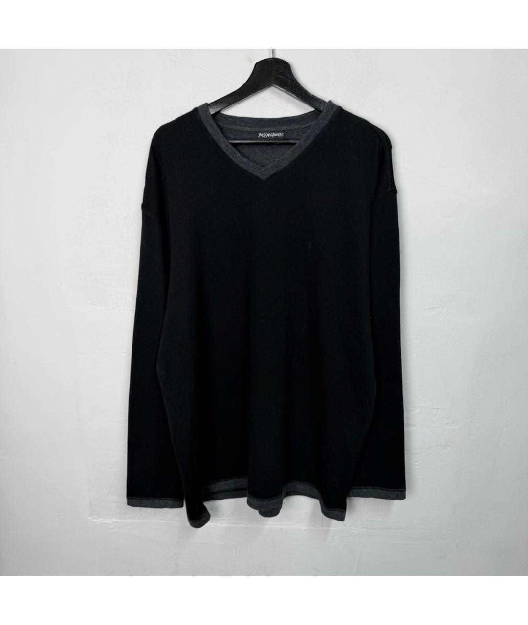 SAINT LAURENT Черный хлопковый джемпер / свитер, фото 8