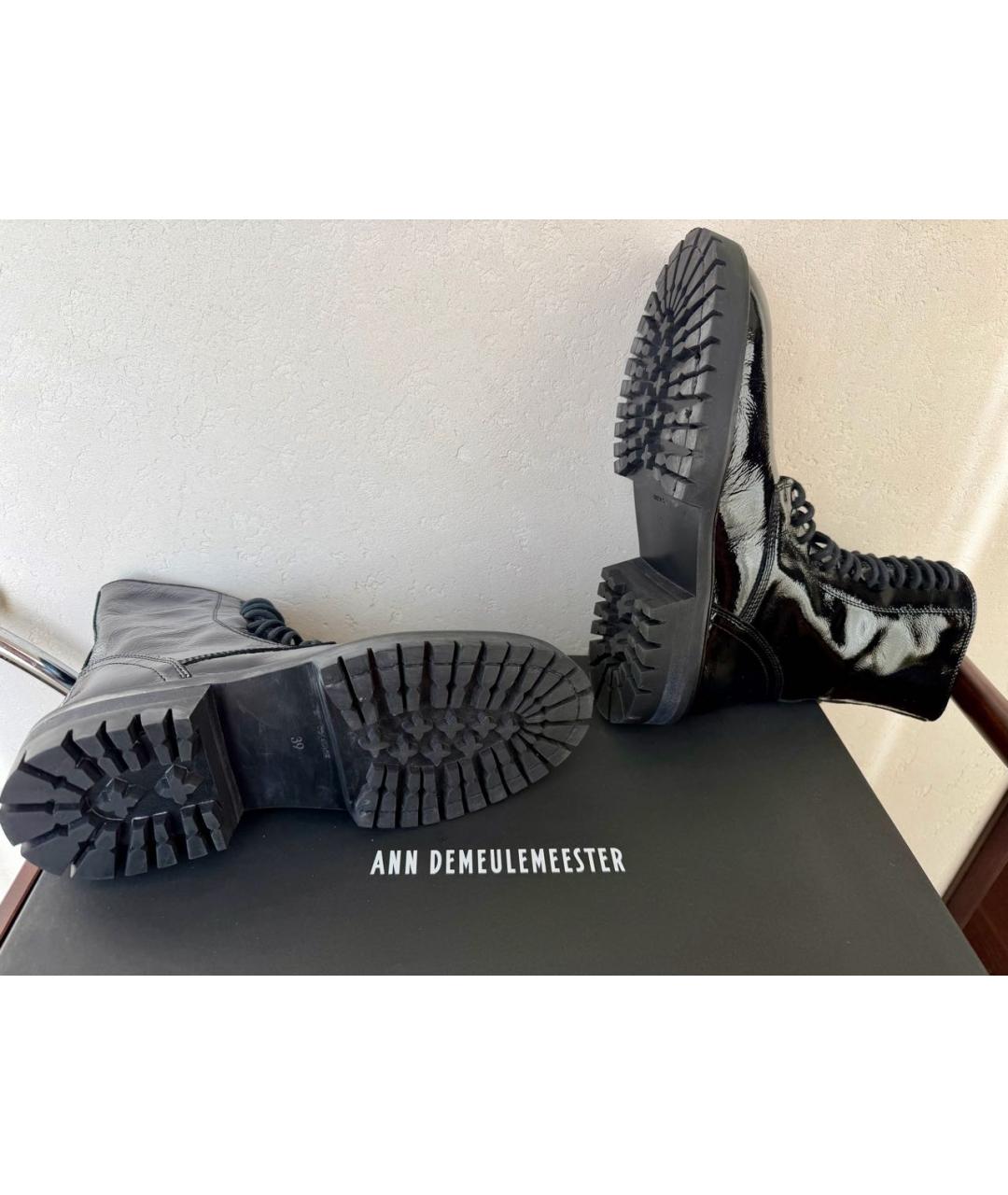ANN DEMEULEMEESTER Черные ботильоны из лакированной кожи, фото 3