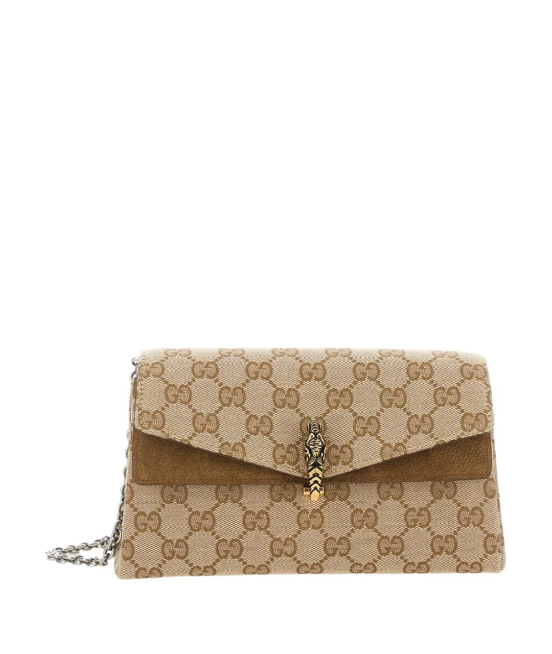GUCCI Бежевая сумка через плечо из канвы, фото 1