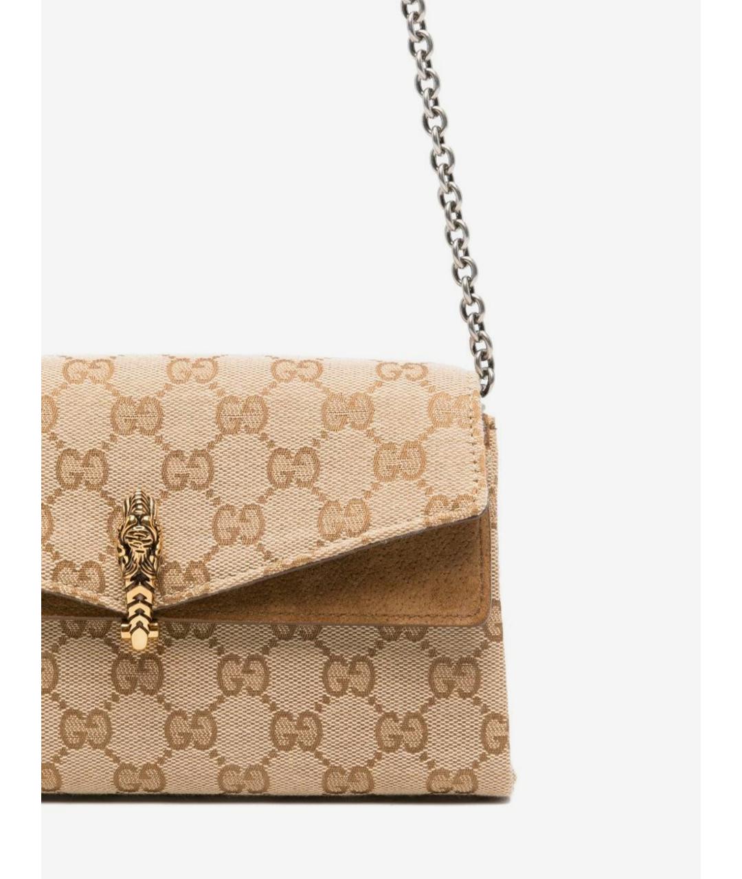 GUCCI Бежевая сумка через плечо из канвы, фото 4