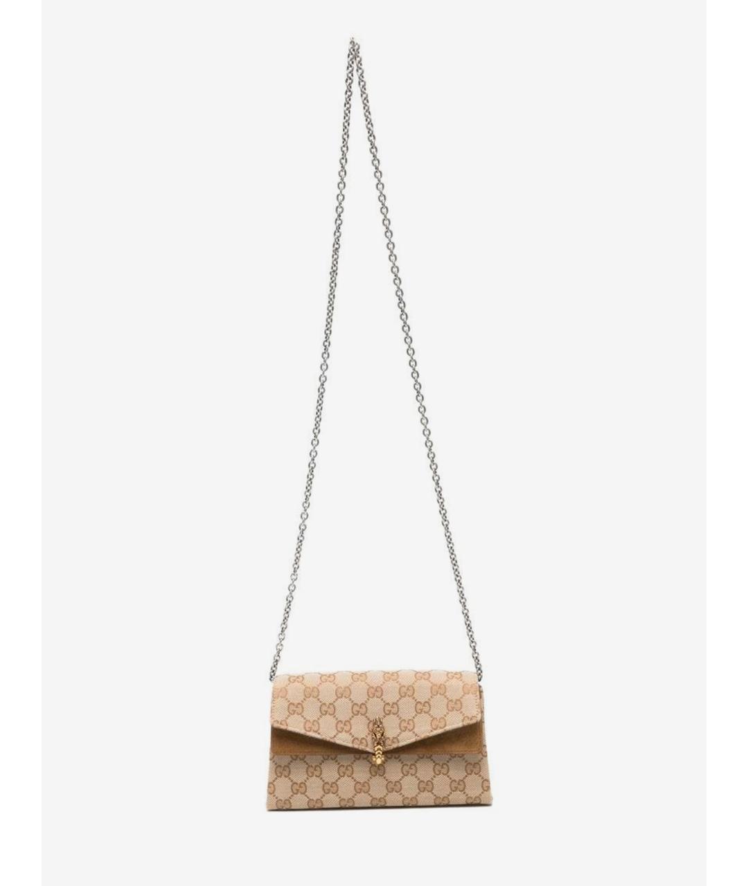 GUCCI Бежевая сумка через плечо из канвы, фото 2