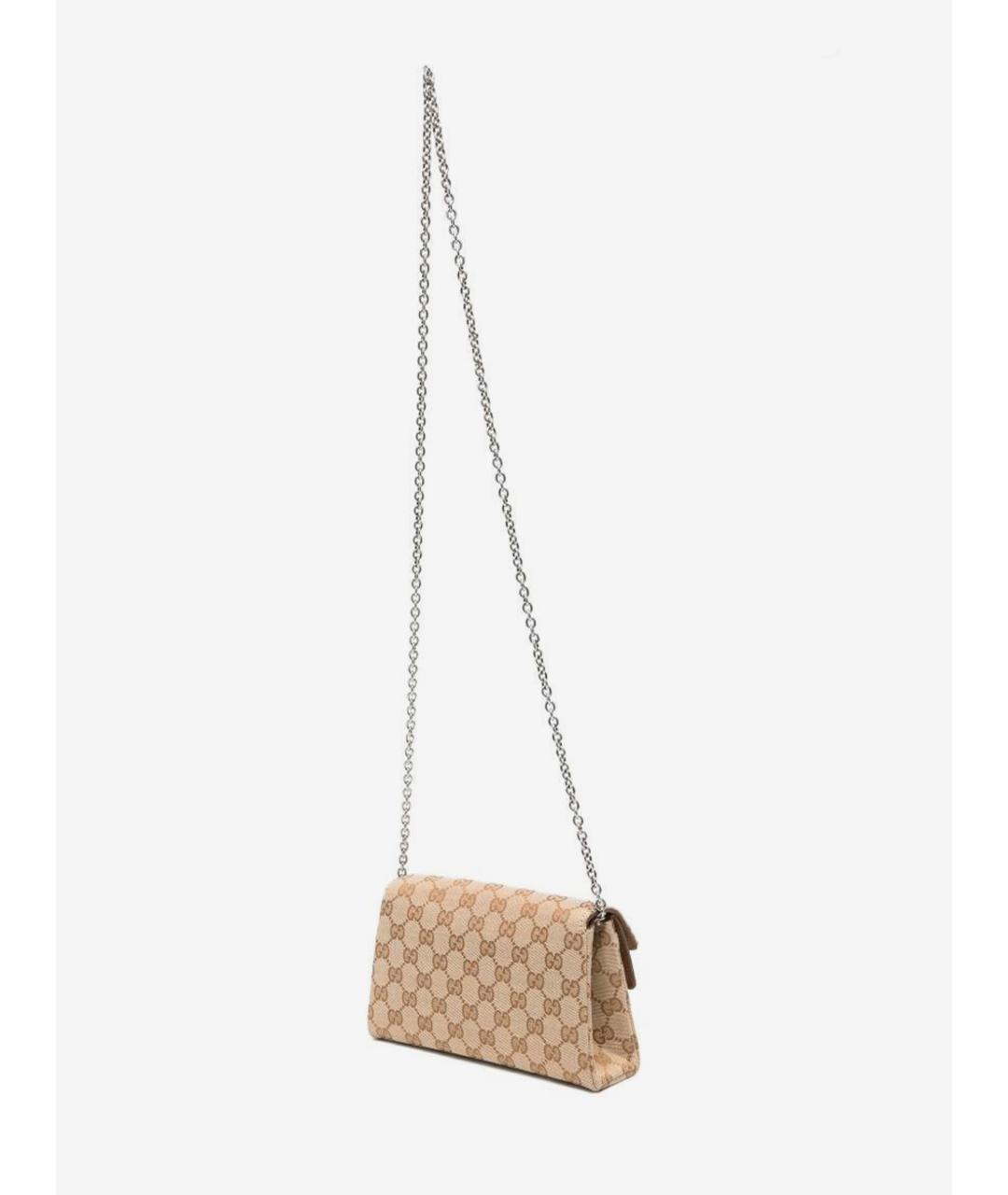 GUCCI Бежевая сумка через плечо из канвы, фото 3