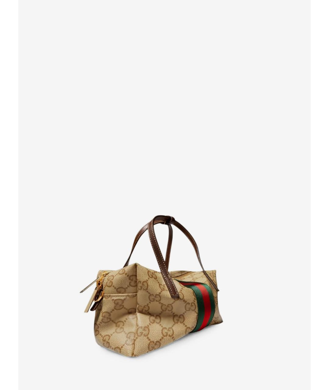 GUCCI Бежевая сумка через плечо из канвы, фото 2