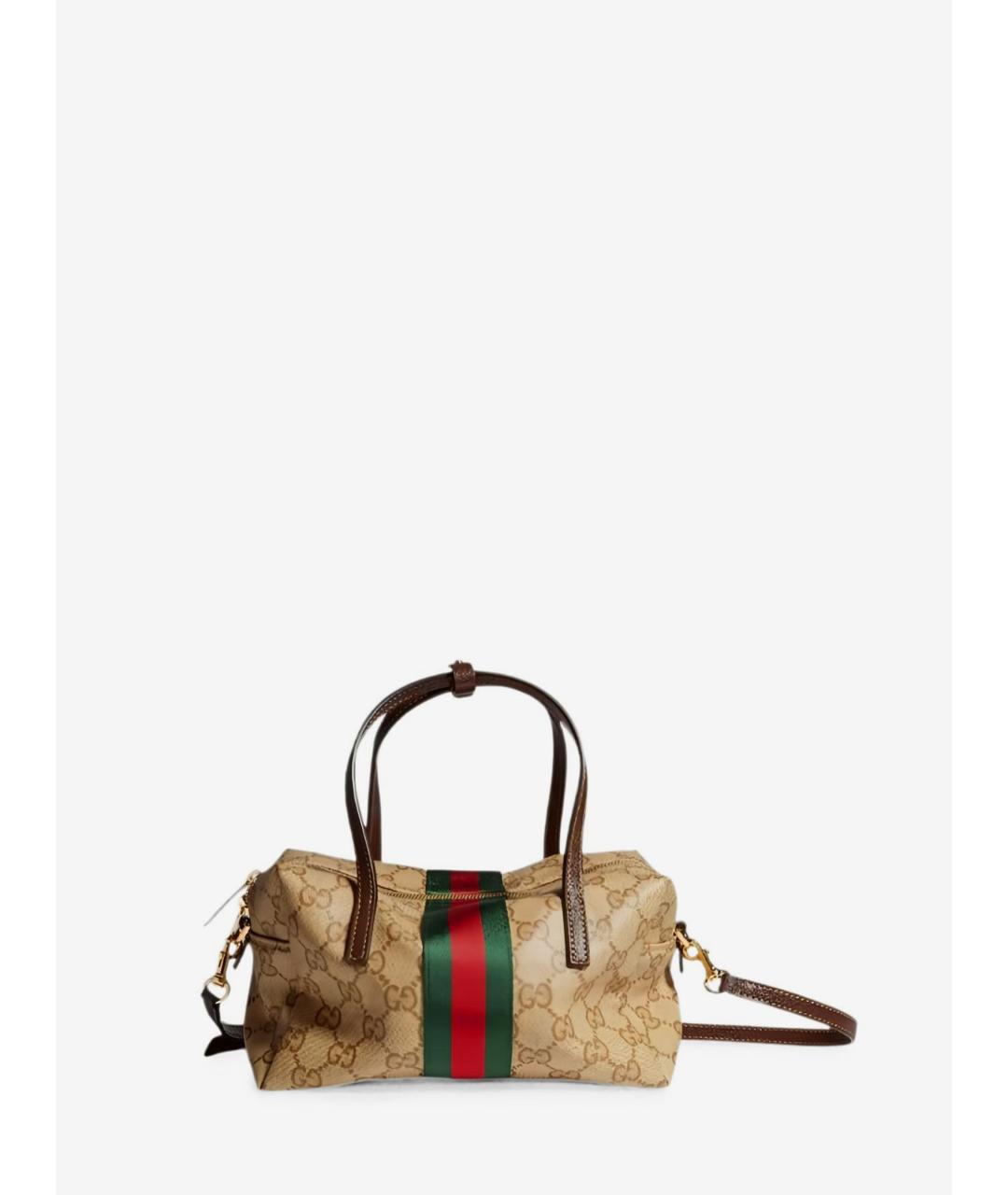 GUCCI Бежевая сумка через плечо из канвы, фото 3