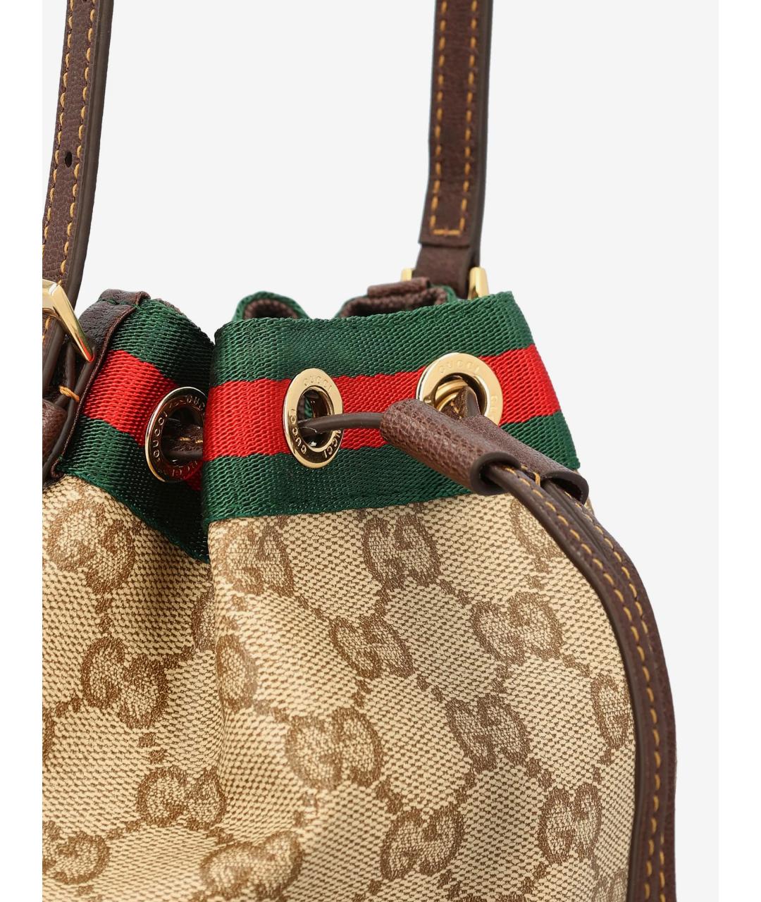 GUCCI Бежевая сумка через плечо из канвы, фото 4
