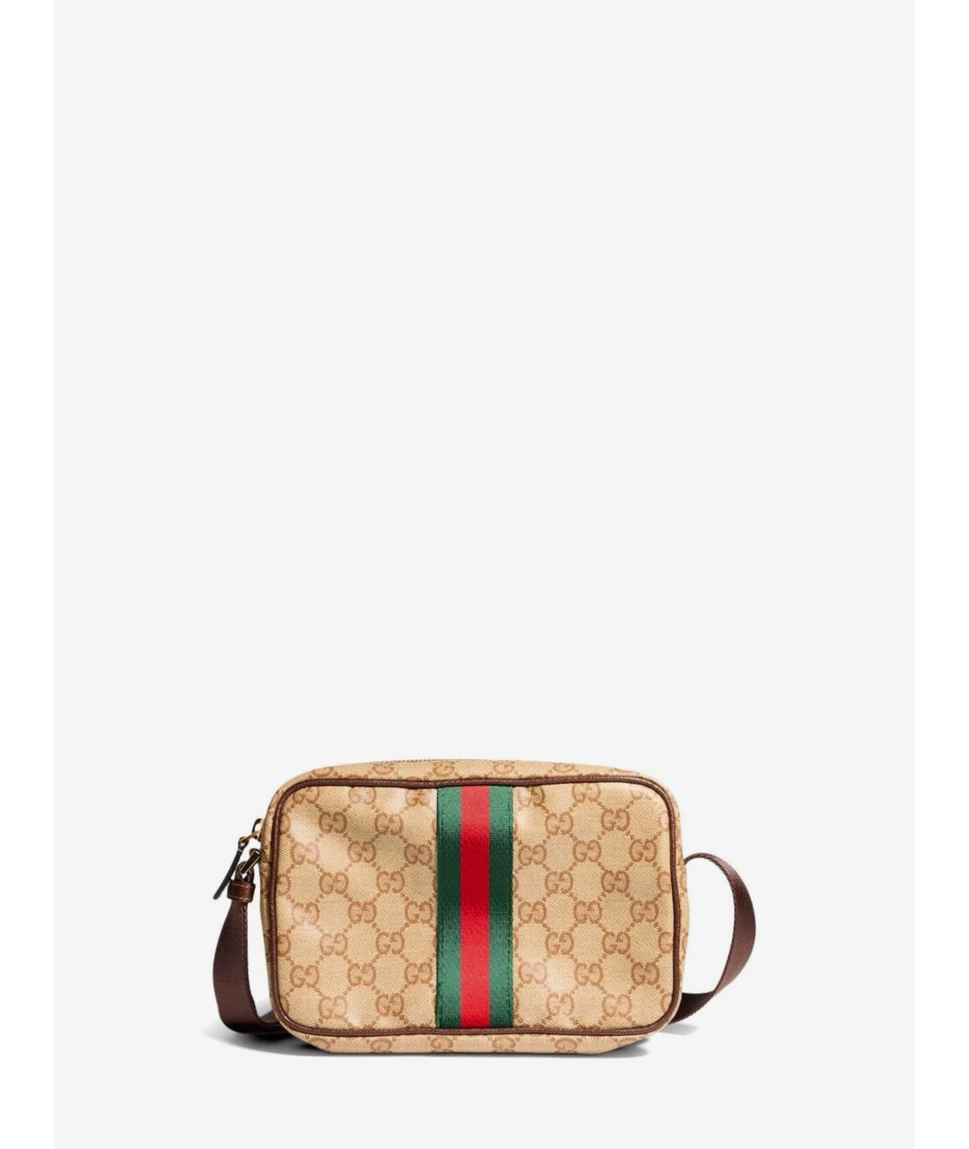 GUCCI Бежевая сумка на плечо из канвы, фото 5