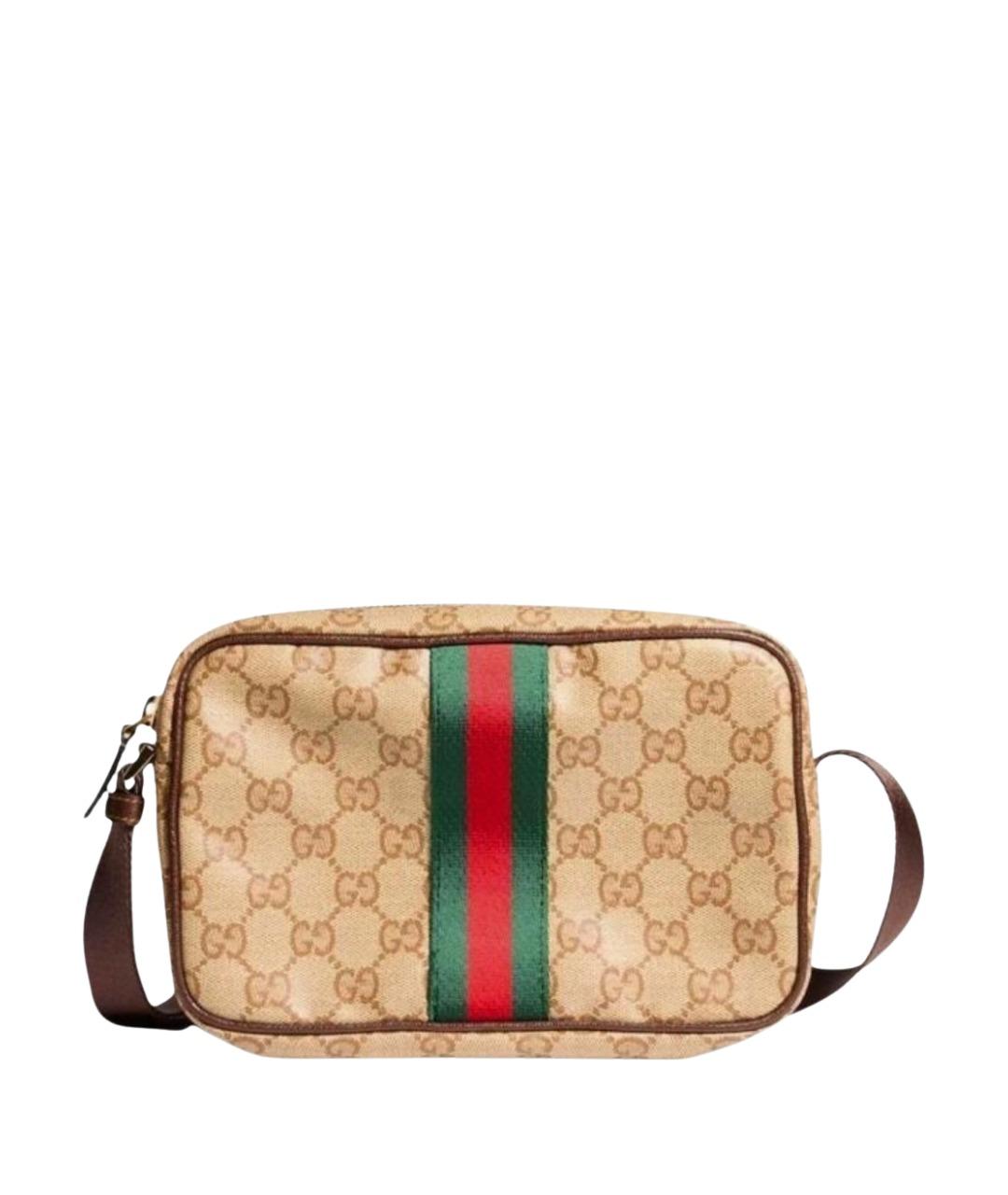 GUCCI Бежевая сумка на плечо из канвы, фото 1