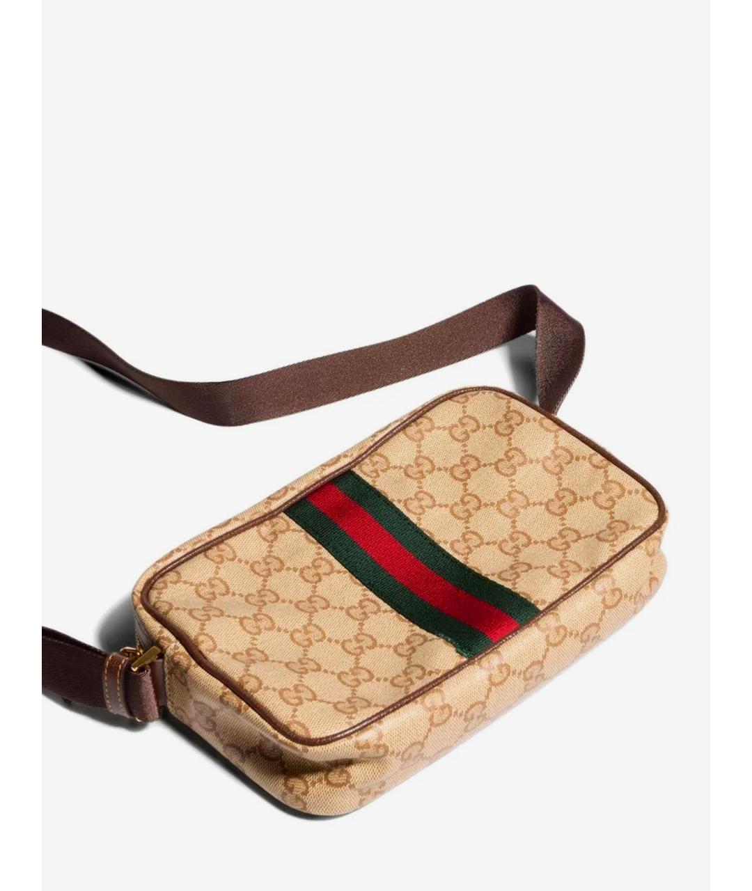 GUCCI Бежевая сумка на плечо из канвы, фото 3