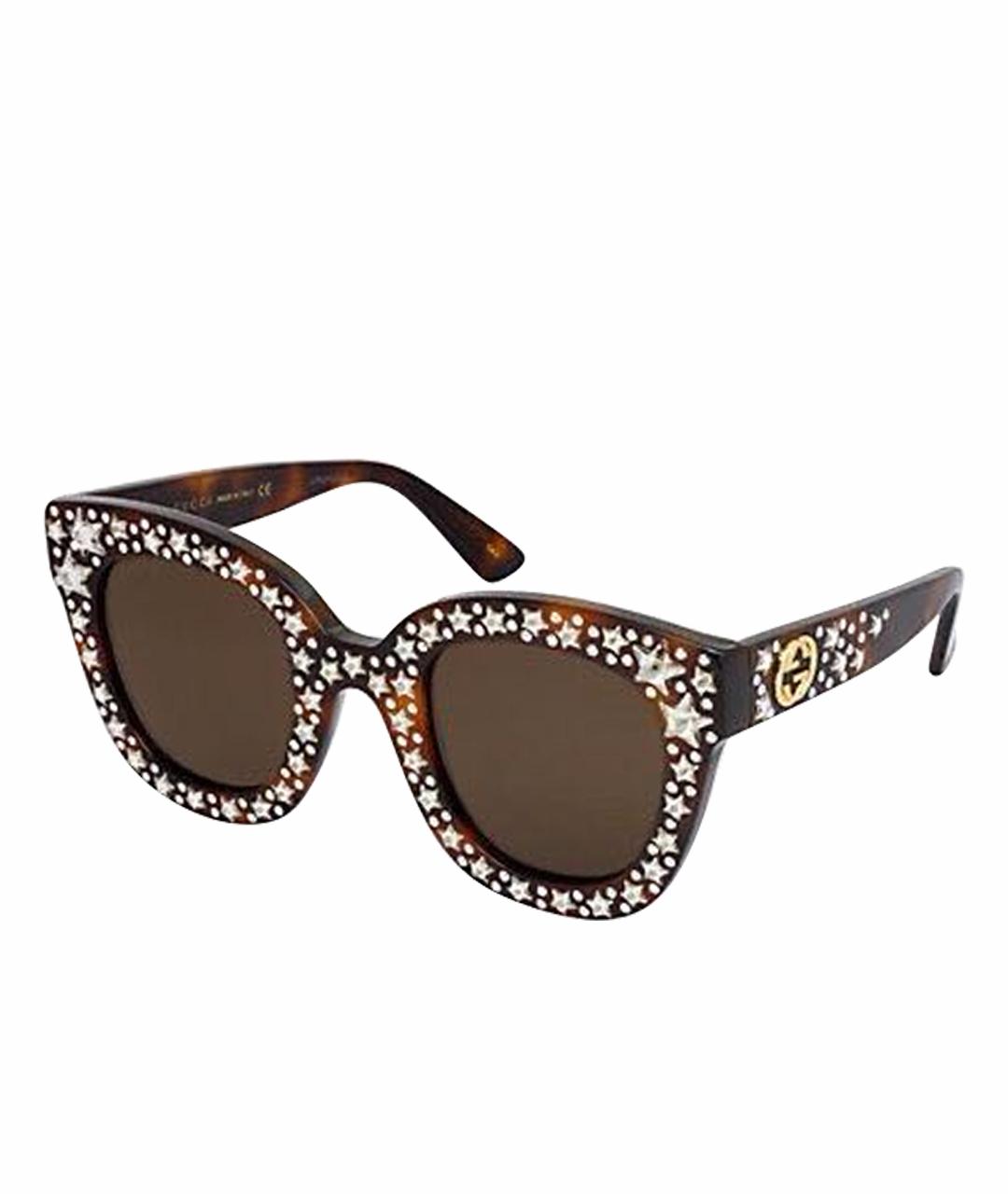 GUCCI Коричневые пластиковые солнцезащитные очки, фото 1