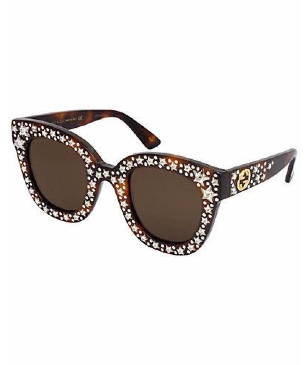 GUCCI Коричневые пластиковые солнцезащитные очки, фото 4