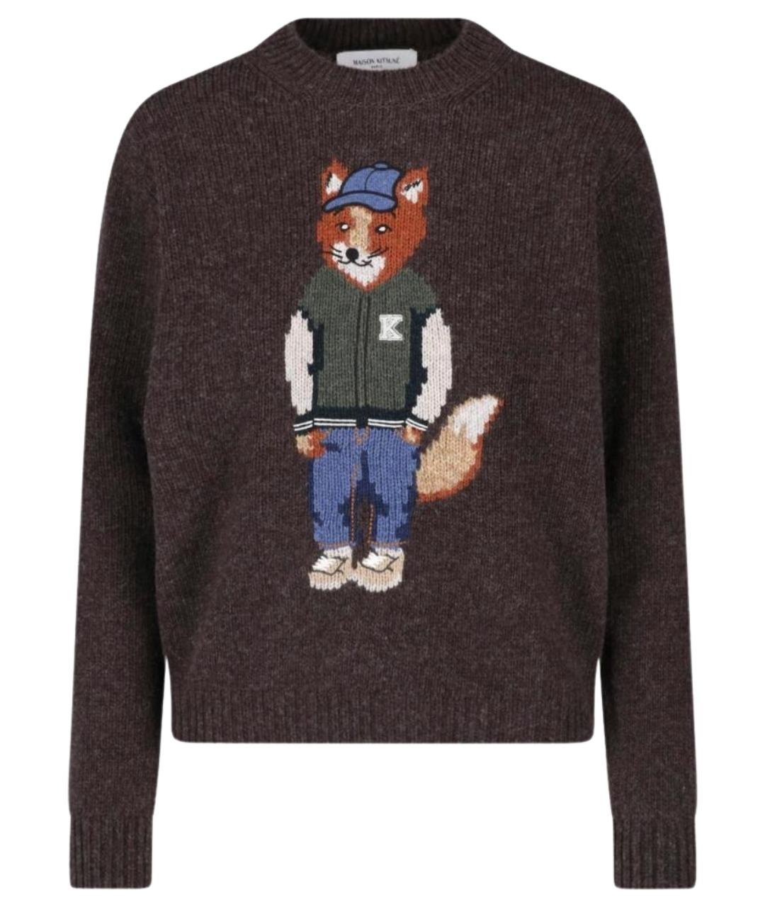 MAISON KITSUNE Коричневый шерстяной джемпер / свитер, фото 1