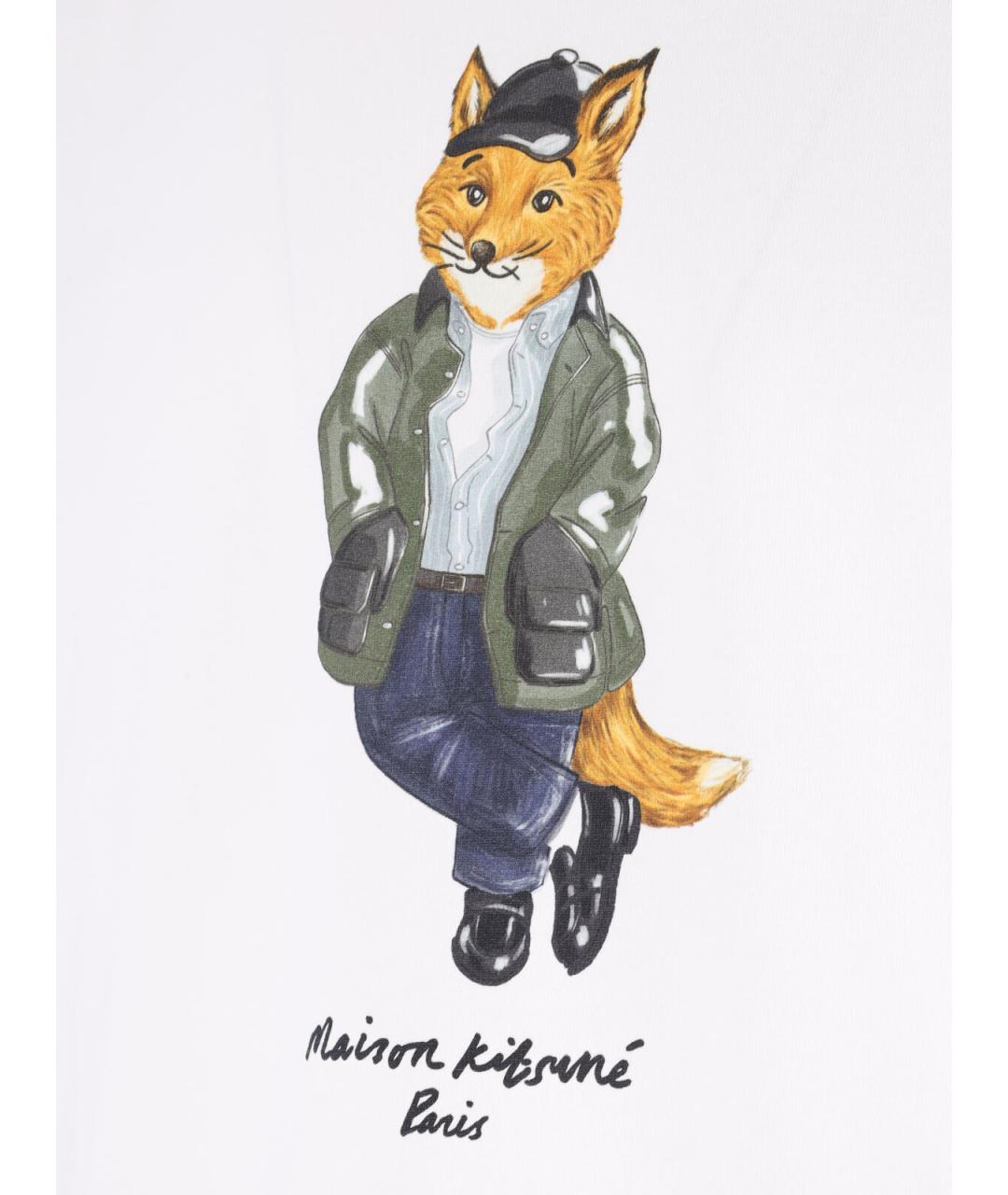 MAISON KITSUNE Белая хлопковая футболка, фото 3