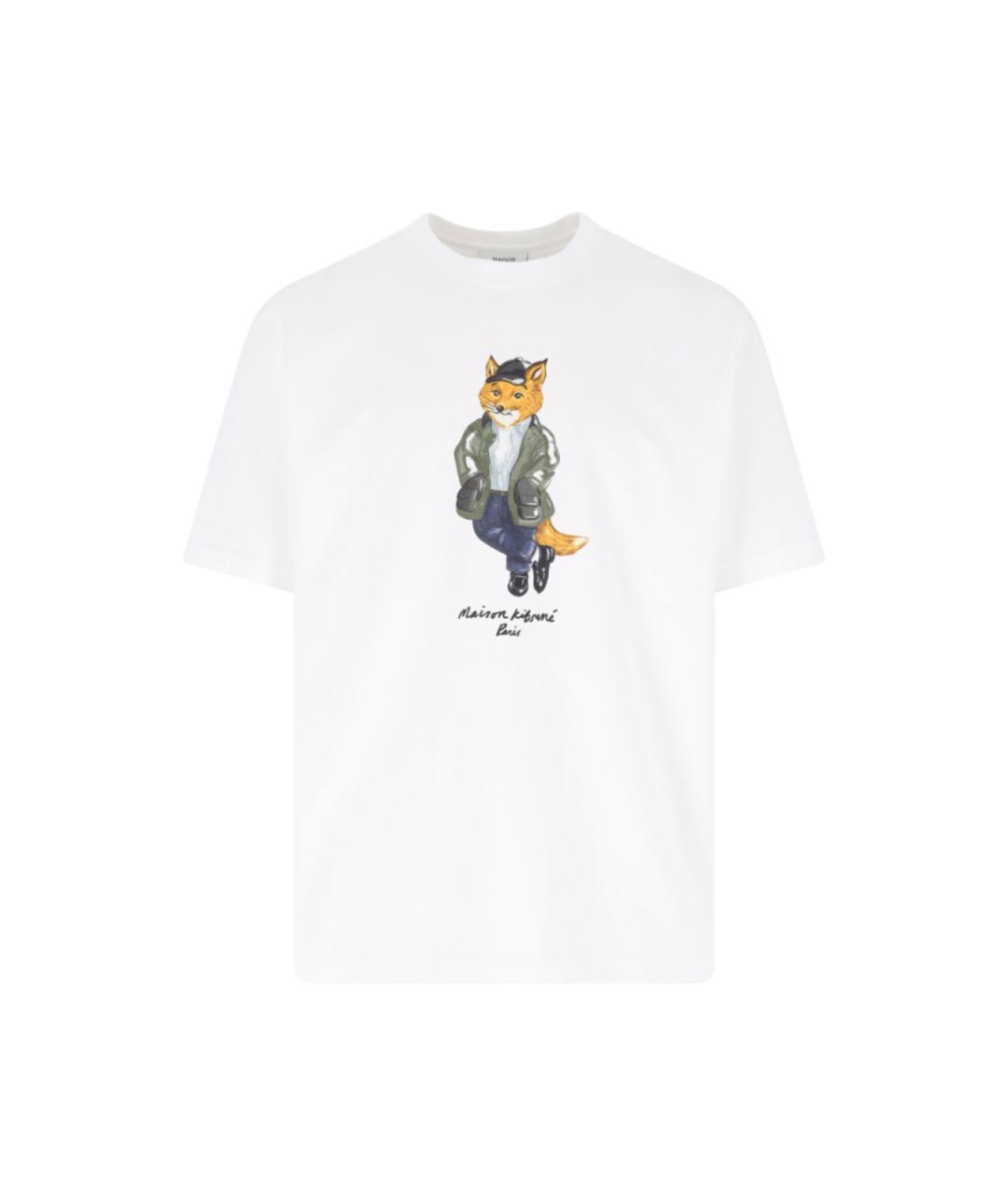 MAISON KITSUNE Белая хлопковая футболка, фото 1