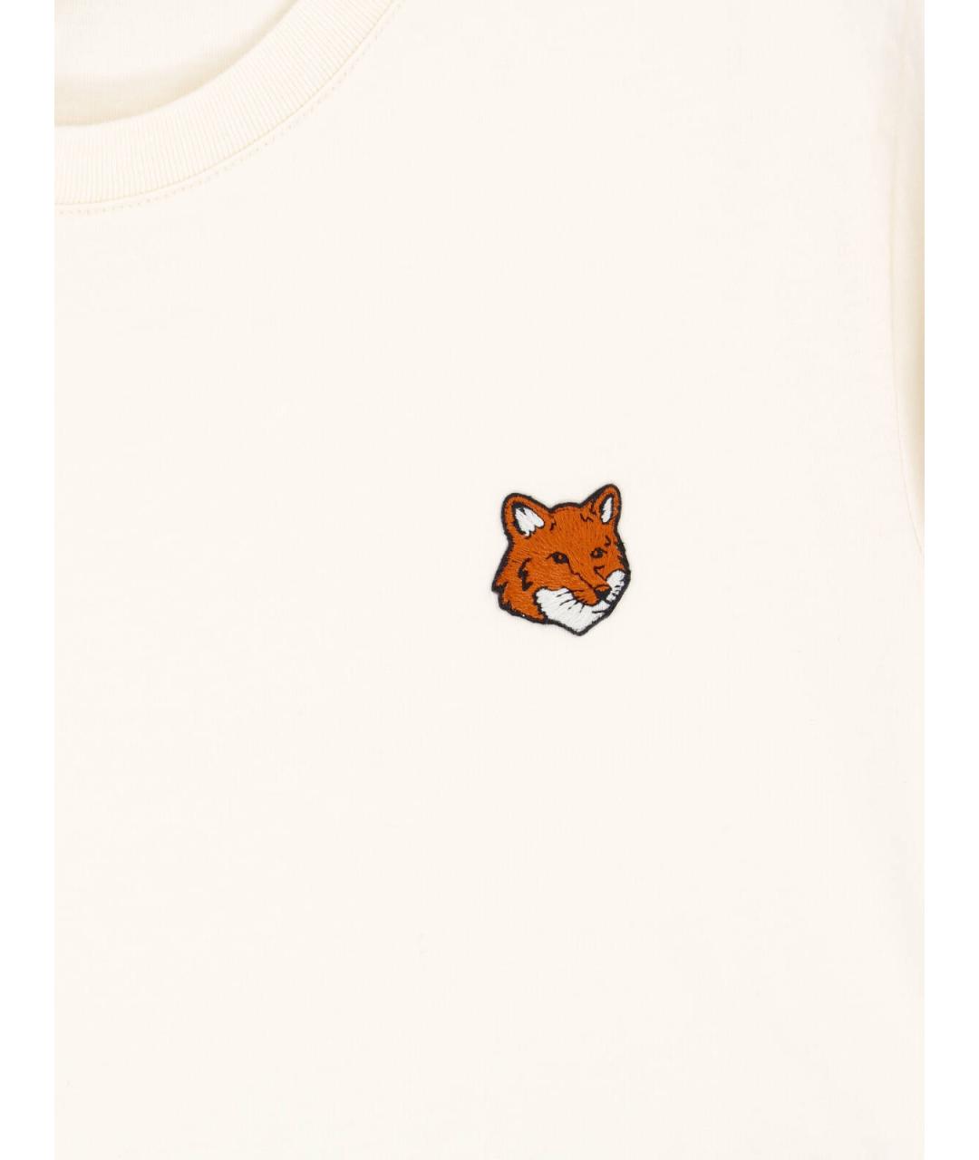 MAISON KITSUNE Бежевая хлопковая футболка, фото 3