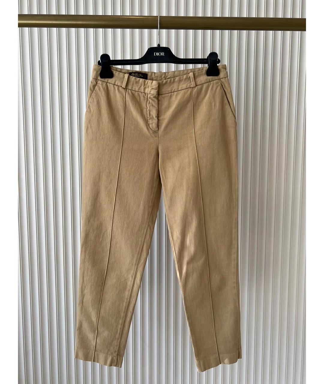 LORO PIANA Бежевые хлопко-эластановые прямые брюки, фото 9
