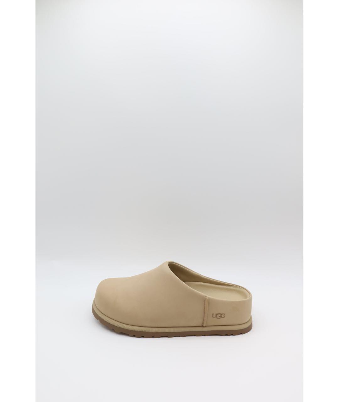 UGG Бежевые кожаные сабо, фото 6