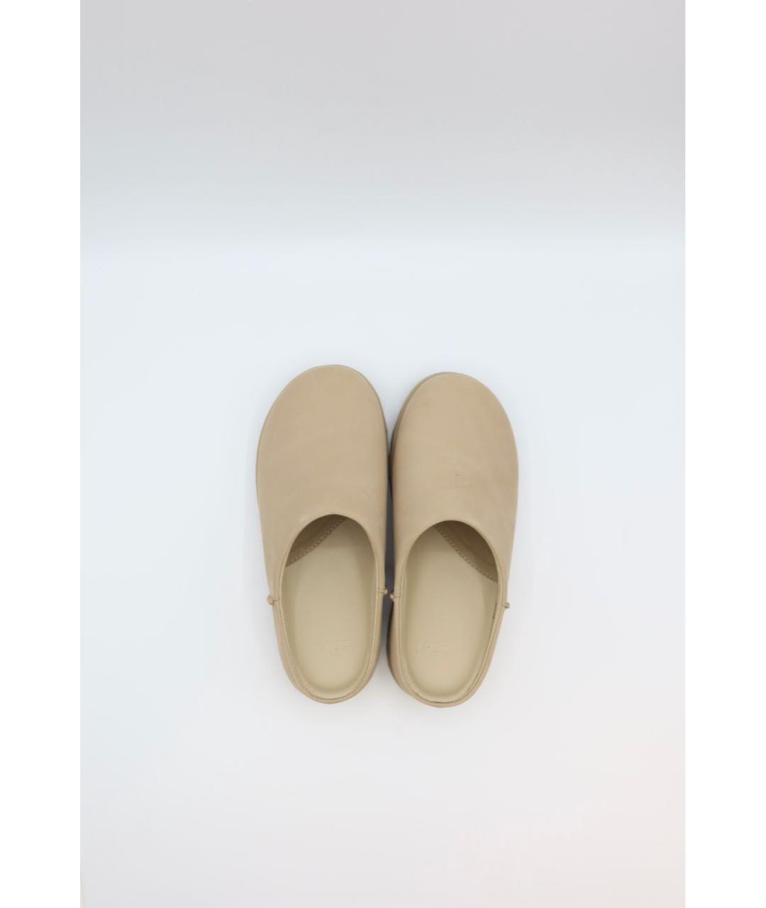 UGG Бежевые кожаные сабо, фото 5