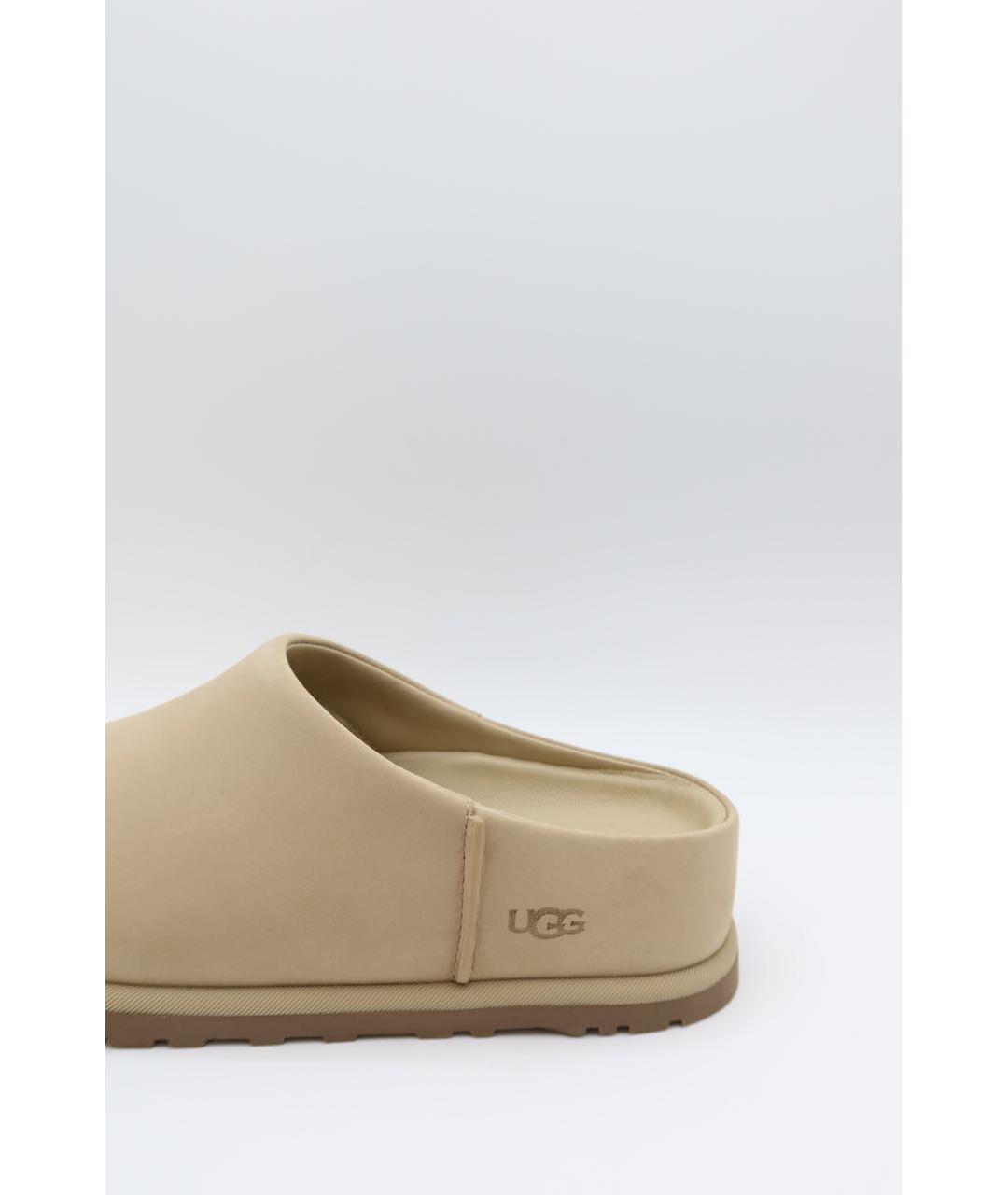 UGG Бежевые кожаные сабо, фото 3