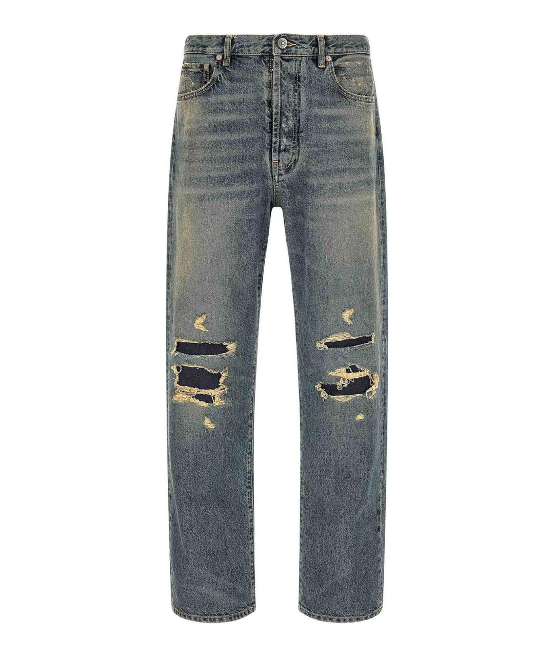 MAISON MARGIELA Голубые хлопковые прямые джинсы, фото 1