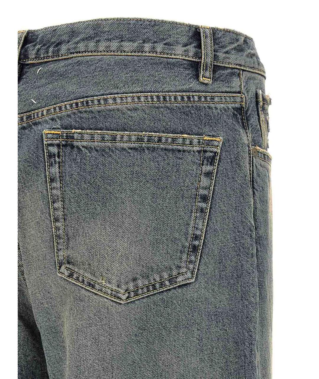 MAISON MARGIELA Голубые хлопковые прямые джинсы, фото 4