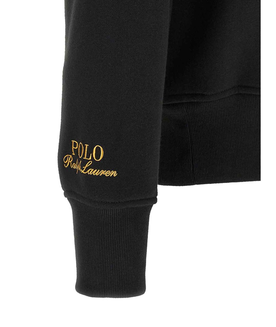 POLO RALPH LAUREN Черное хлопковое поло с длинным рукавом, фото 4