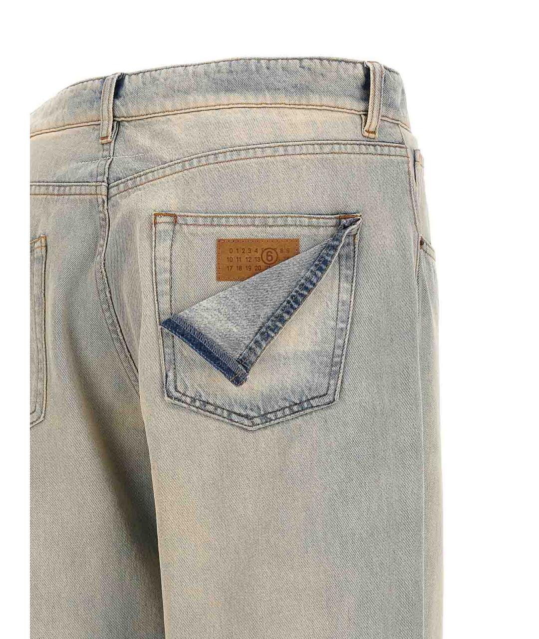 MM6 MAISON MARGIELA Голубые хлопковые прямые джинсы, фото 4