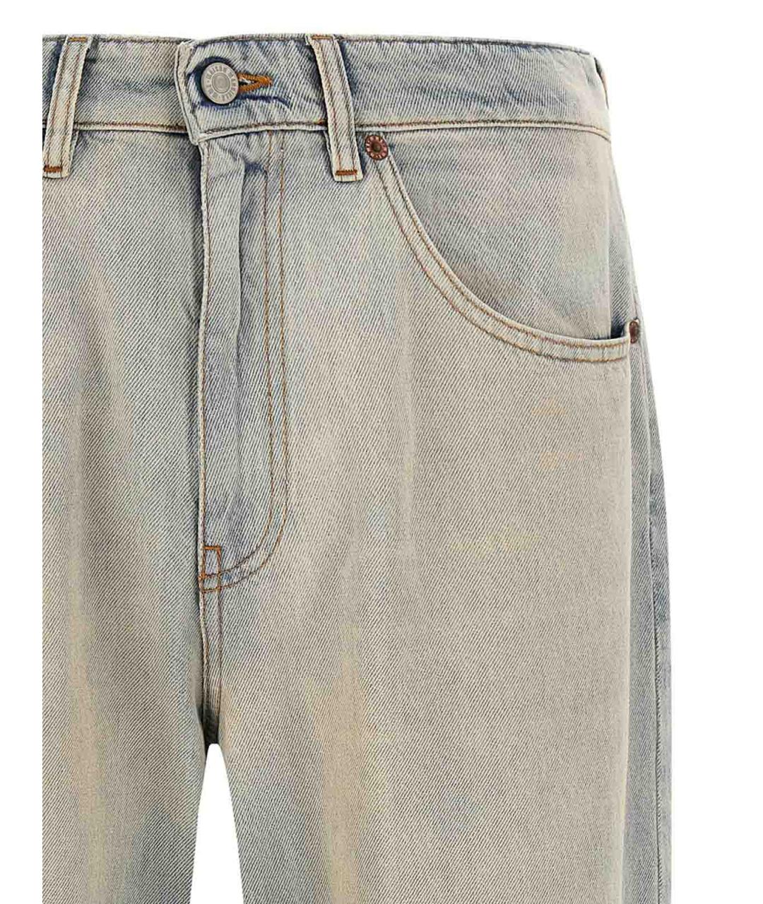 MM6 MAISON MARGIELA Голубые хлопковые прямые джинсы, фото 3