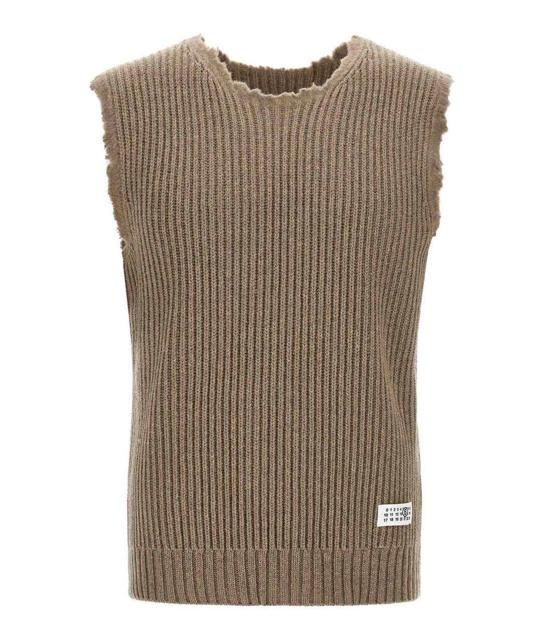 MM6 MAISON MARGIELA Бежевая шерстяная жилетка, фото 1