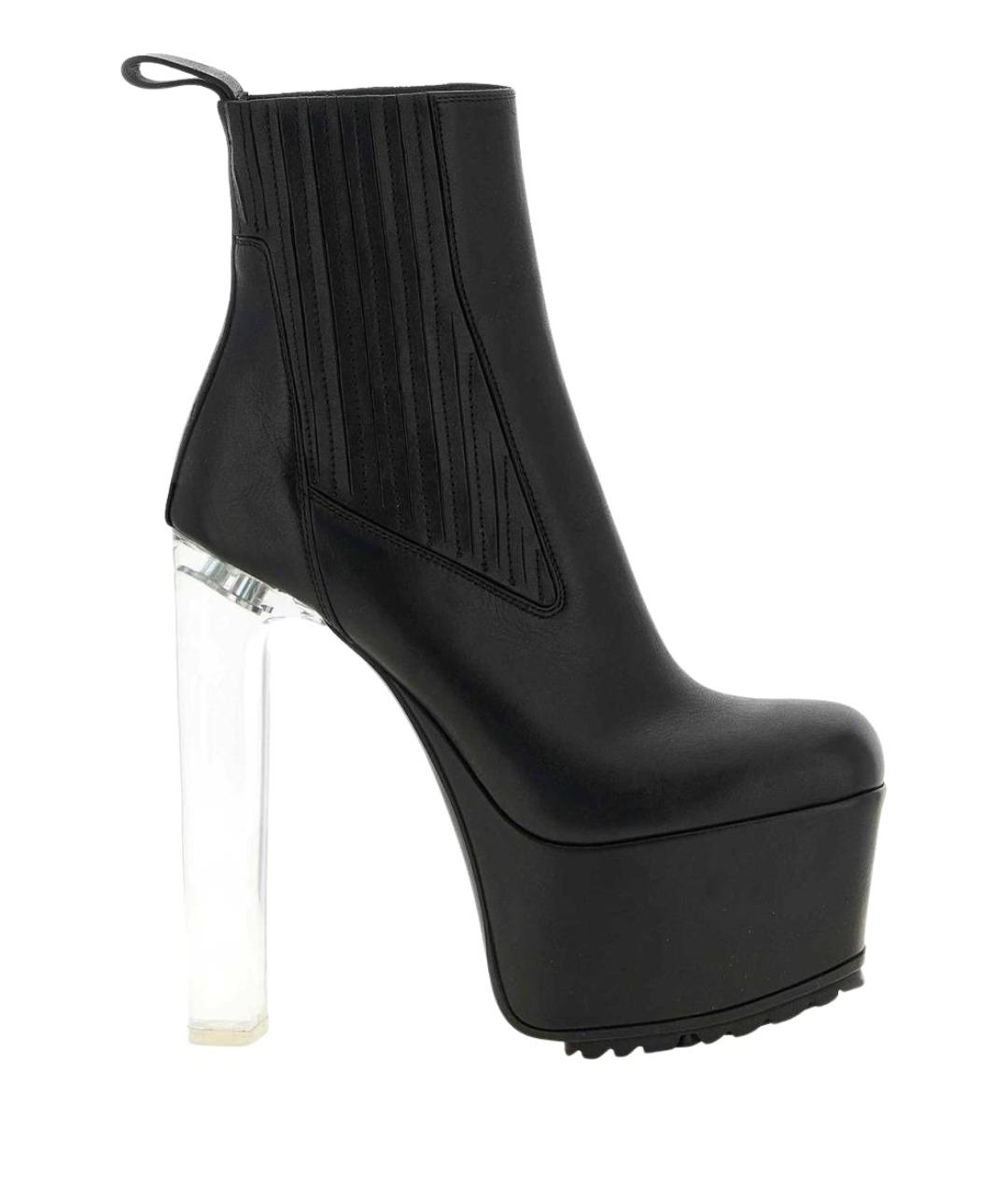 RICK OWENS Черные кожаные ботильоны, фото 1