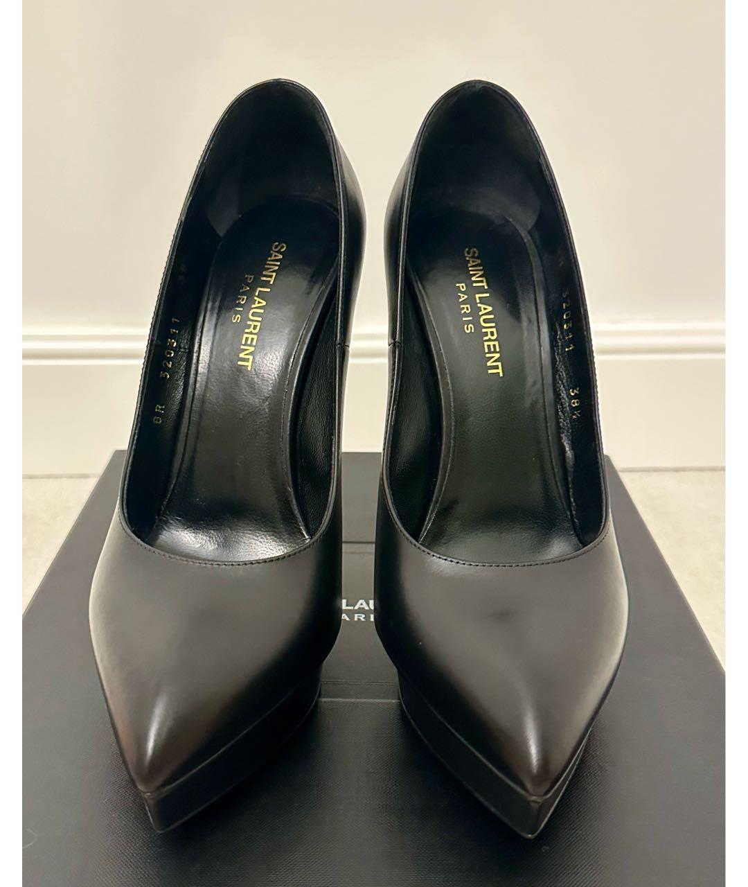 SAINT LAURENT Черные кожаные туфли, фото 2