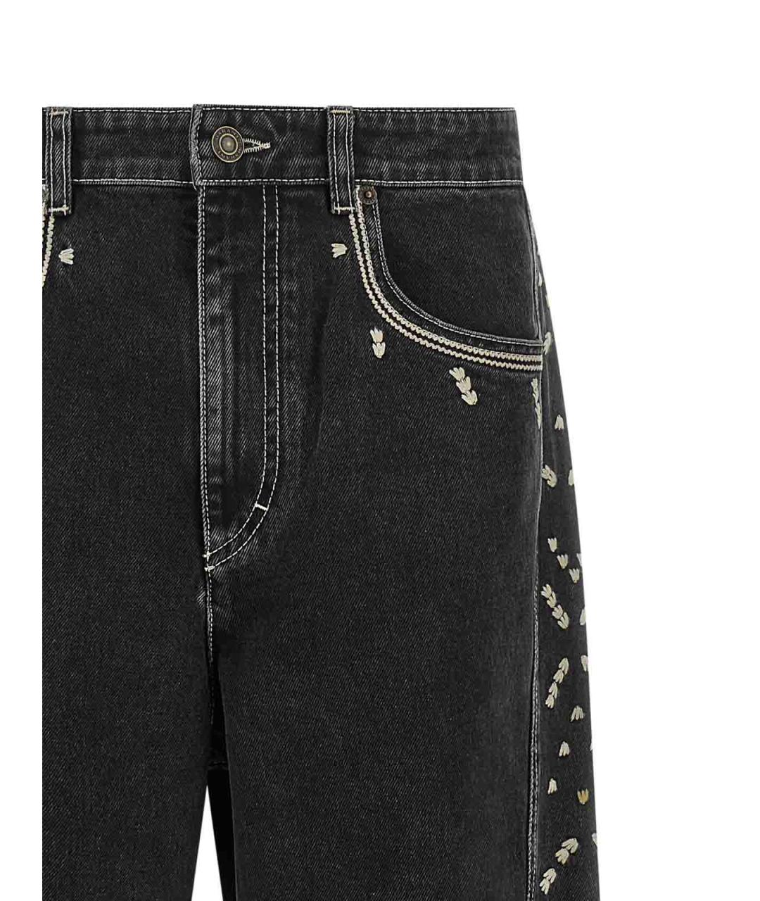ISABEL MARANT Черные хлопковые прямые джинсы, фото 4