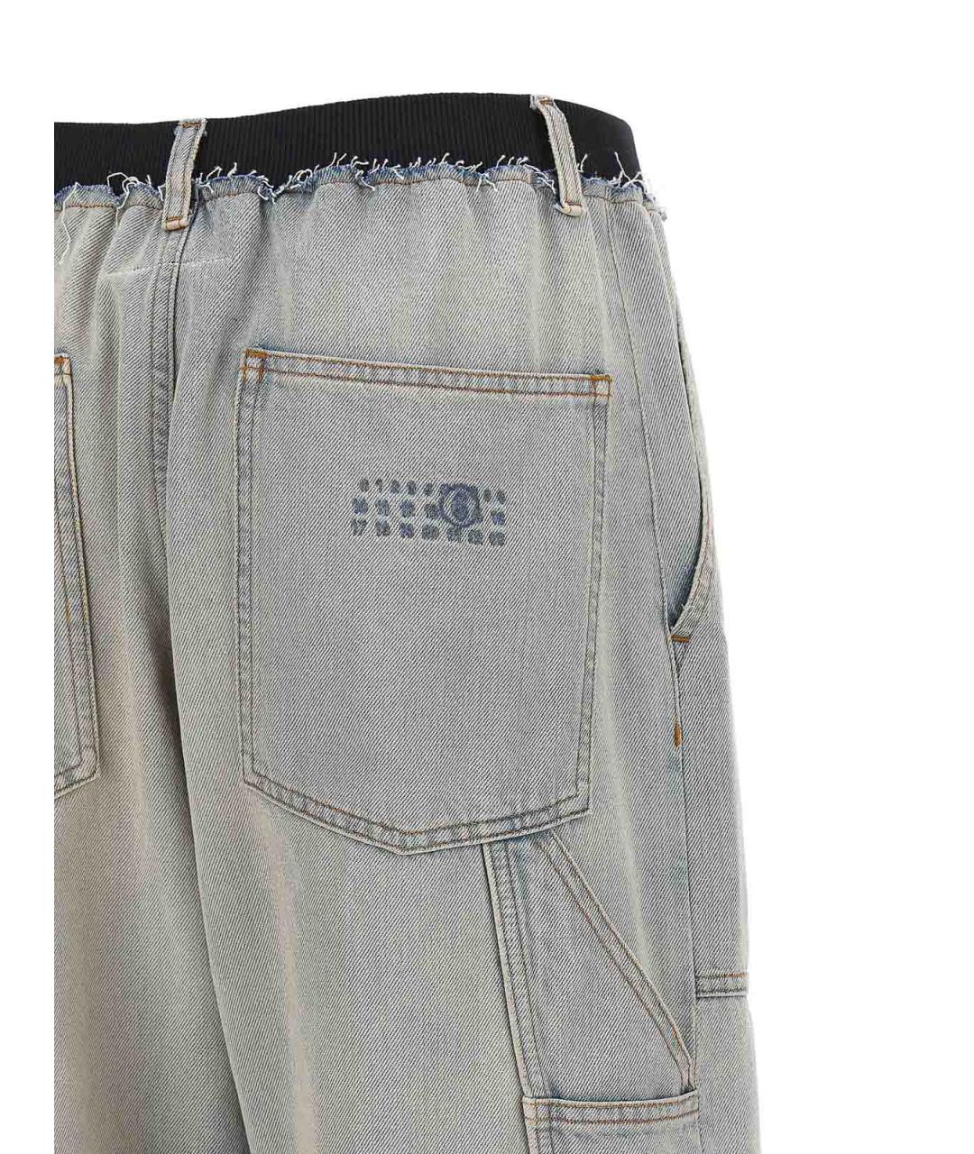 MM6 MAISON MARGIELA Голубые хлопковые прямые джинсы, фото 4