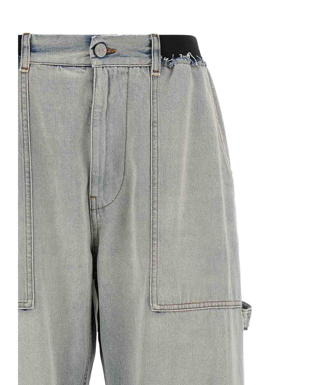 MM6 MAISON MARGIELA Голубые хлопковые прямые джинсы, фото 3