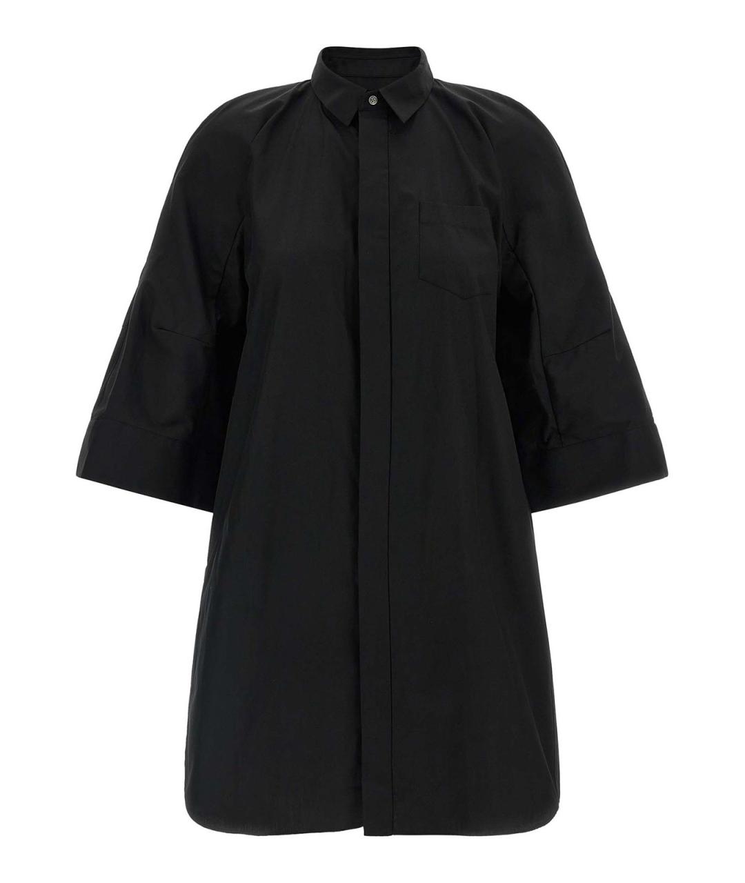 SACAI Черное хлопковое повседневное платье, фото 1