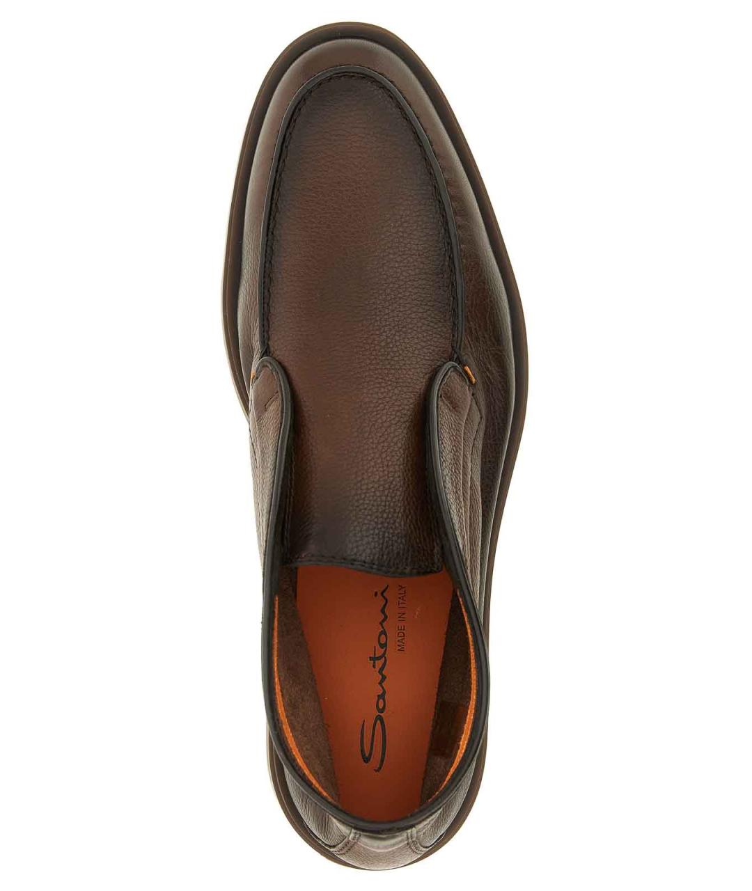 SANTONI Коричневые кожаные высокие ботинки, фото 4