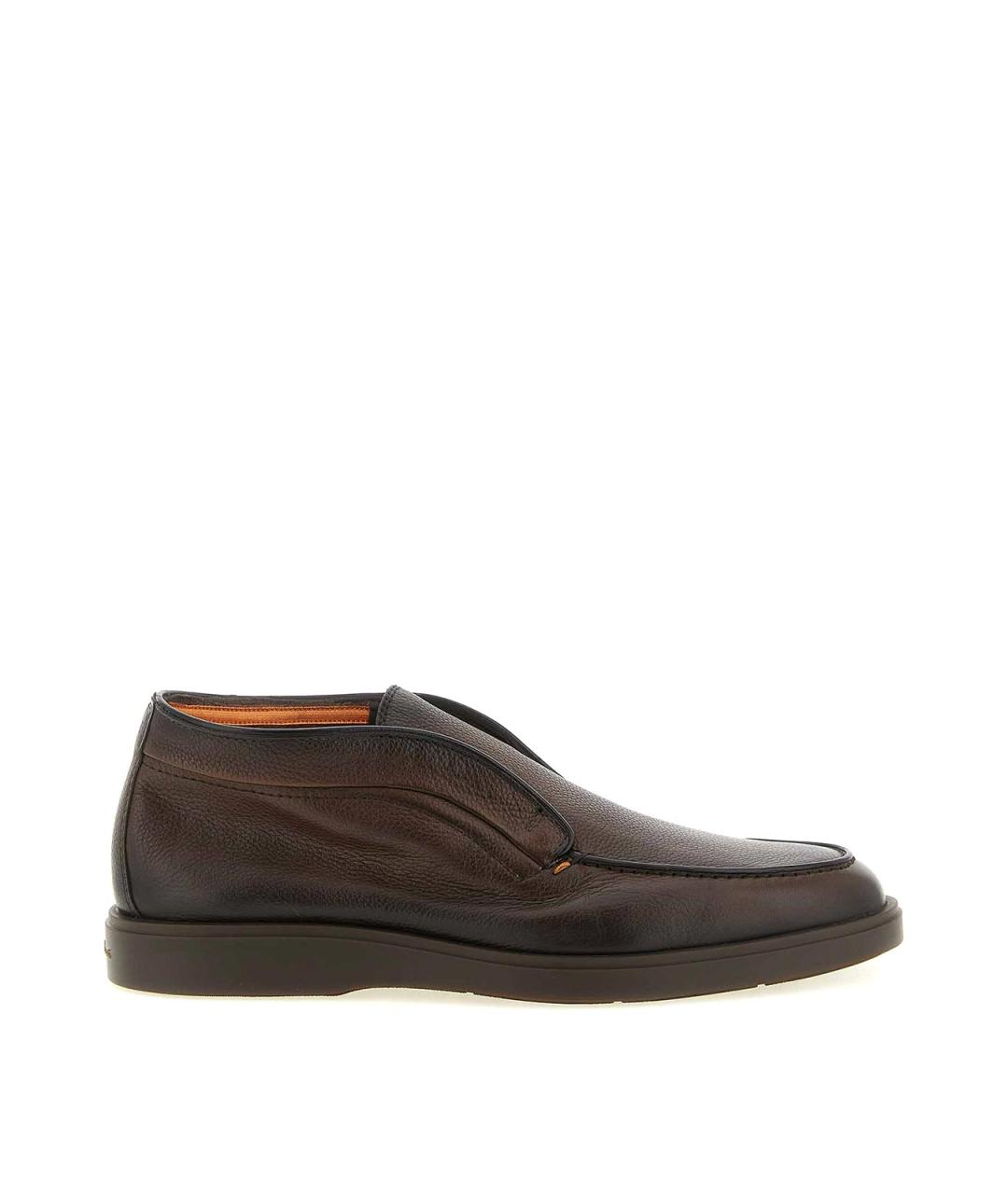 SANTONI Коричневые кожаные высокие ботинки, фото 1