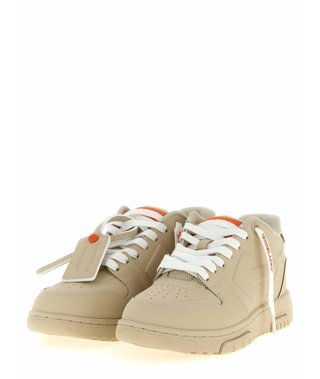 OFF-WHITE Бежевые кожаные кроссовки, фото 2
