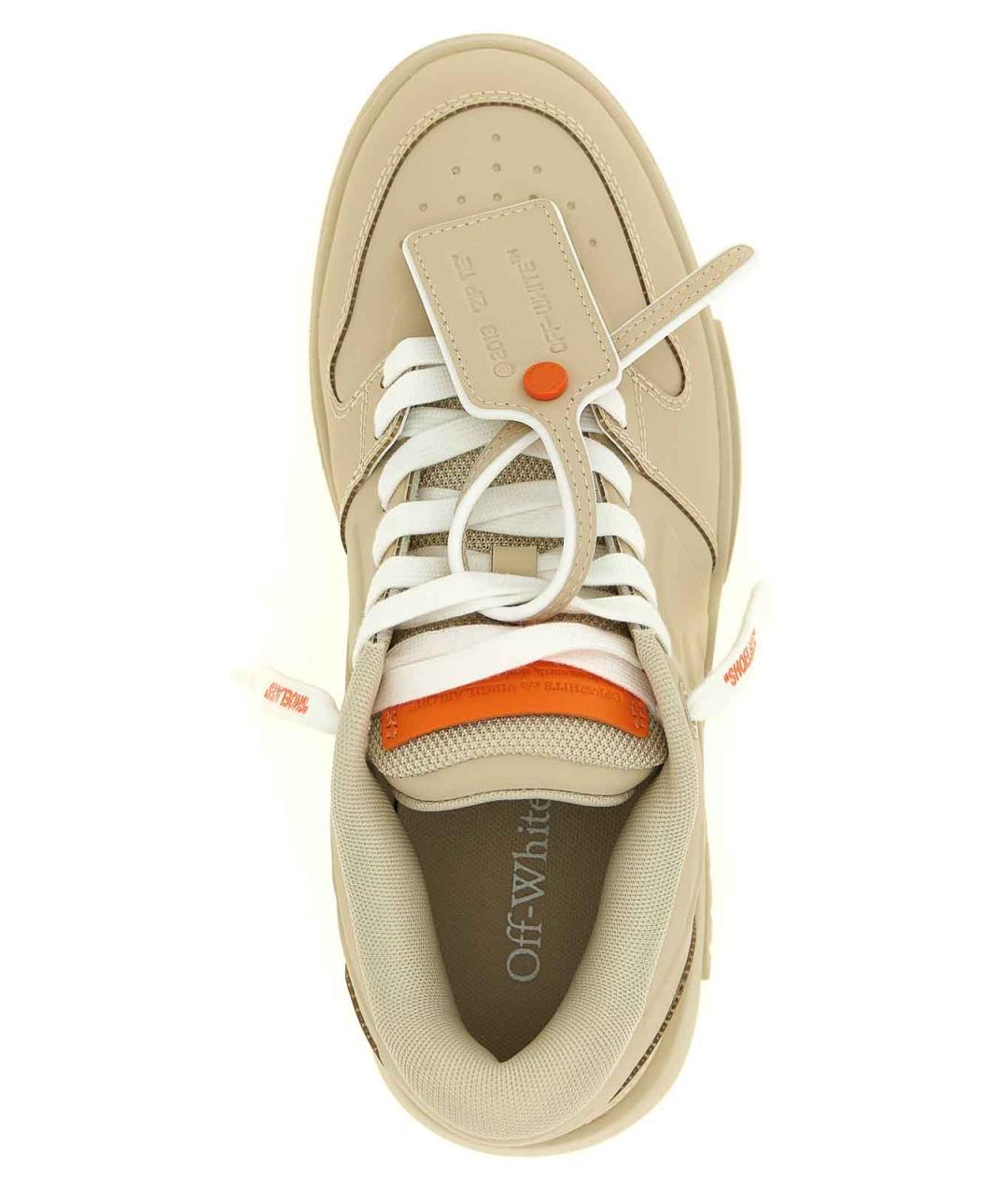OFF-WHITE Бежевые кожаные кроссовки, фото 5