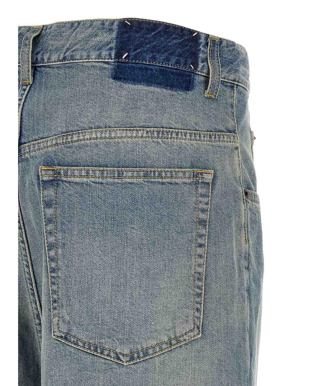 MAISON MARGIELA Голубые хлопковые прямые джинсы, фото 4