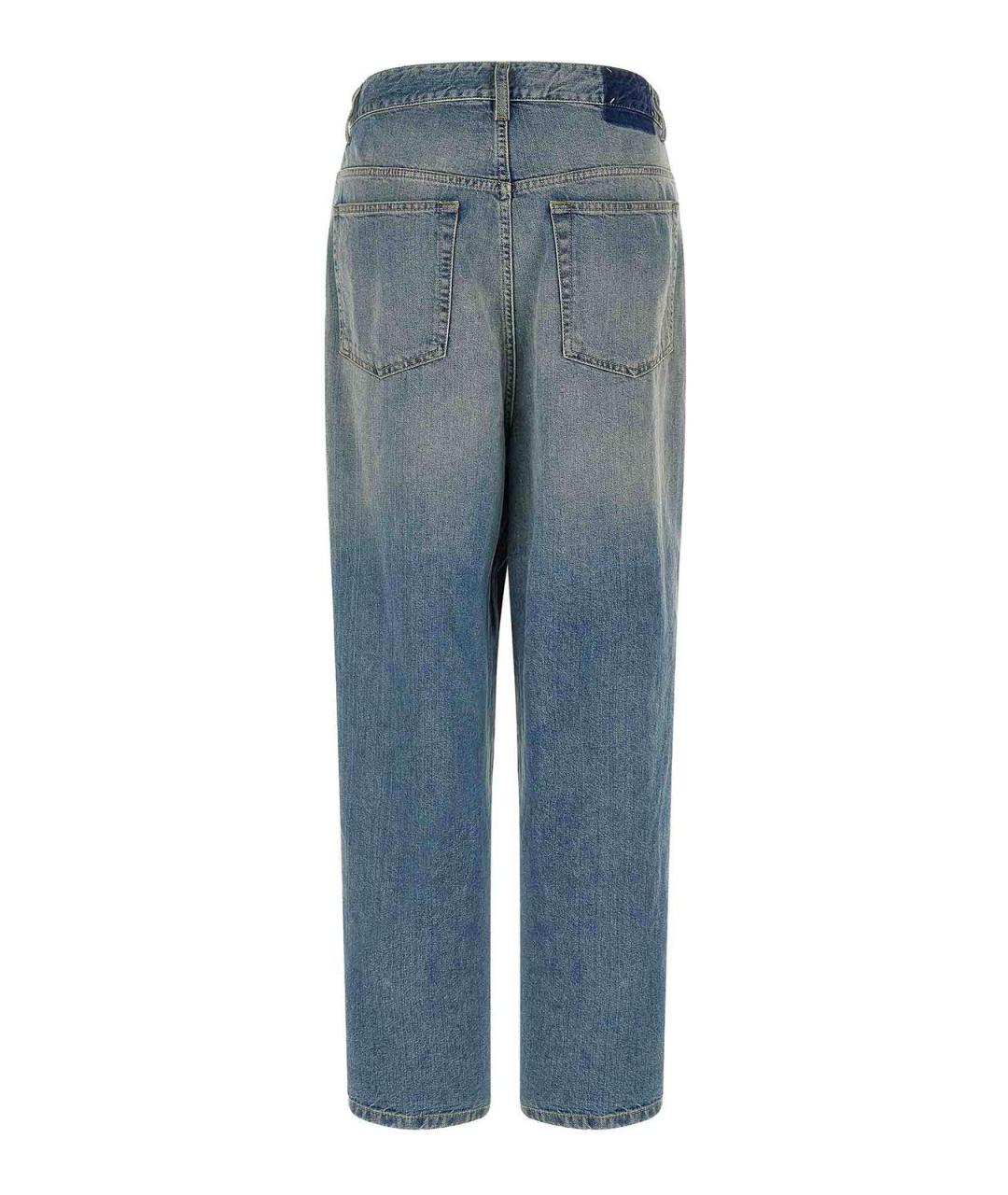 MAISON MARGIELA Голубые хлопковые прямые джинсы, фото 2